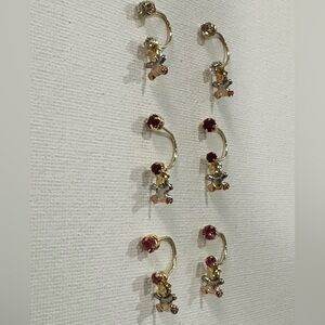 Teddy bear   U-hoop earrings . 3 Pair -pack. NIP